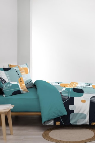 Parure de couette Sprint en coton 90 fils/cm² - Vert et noir