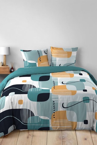 Parure de couette Sprint en coton 90 fils/cm² - Vert et noir