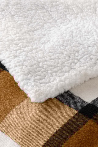 Plaid Ecossais - Camel et blanc - 125 x 150 cm