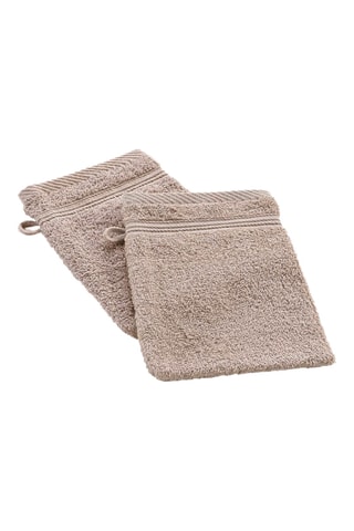 2 gants de toilette coton Tendresse - Taupe