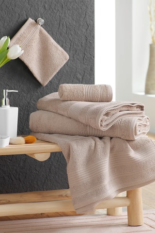 2 gants de toilette coton Tendresse - Taupe