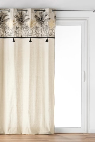 2 x Rideau à œillets Papaya - Beige et noir - 140 x 240 cm