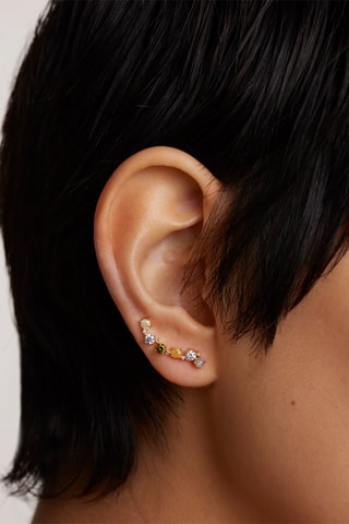 Boucles d'oreilles April Climbing Earrings - Argent plaqué or jaune et labradorites