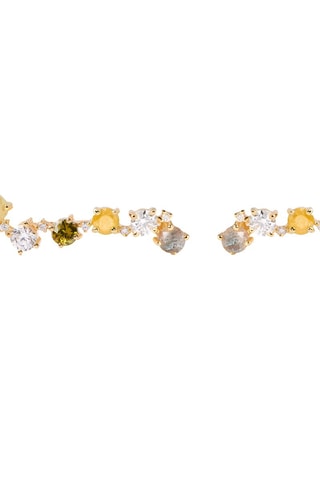 Boucles d'oreilles April Climbing Earrings - Argent plaqué or jaune et labradorites
