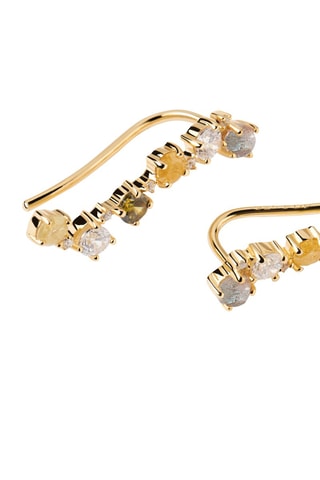Boucles d'oreilles April Climbing Earrings - Argent plaqué or jaune et labradorites