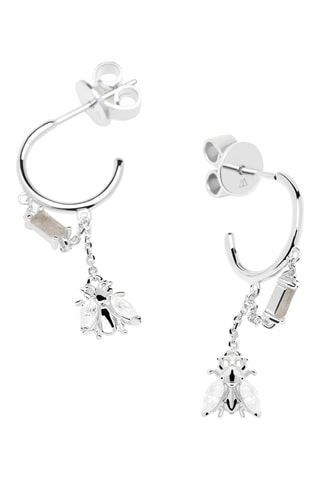 Créoles Breeze Silver Earrings Zaza - Argent, zircons et labradorites