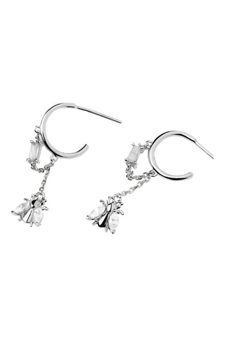 Créoles Breeze Silver Earrings Zaza - Argent, zircons et labradorites