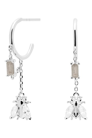 Créoles Breeze Silver Earrings Zaza - Argent, zircons et labradorites