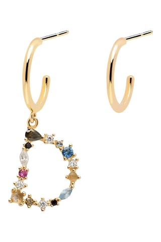 Boucle d'oreille Letter D Earrings 2019 Letters - Argent plaqué or jaune, labradorite, aigue-marine, zircons, spinelle et péridot