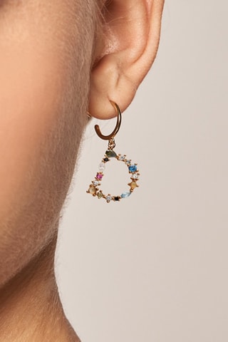 Boucle d'oreille Letter D Earrings 2019 Letters - Argent plaqué or jaune, labradorite, aigue-marine, zircons, spinelle et péridot