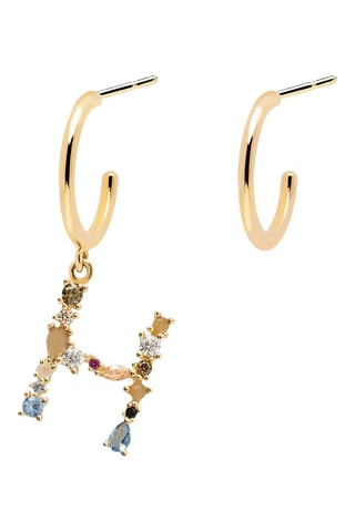 Boucle d'oreille Letter H Earrings 2019 Letters - Argent plaqué or jaune, labradorite, aigue-marine, zircons, spinelle et péridot