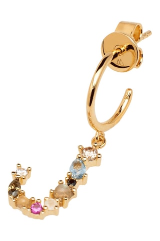Boucle d'oreille Letter J Earrings 2019 Letters - Argent plaqué or jaune, labradorite, aigue-marine, zircons, spinelle et péridot