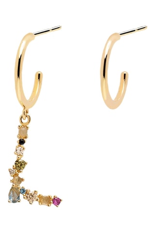 Boucle d'oreille Letter L Earrings 2019 Letters - Argent plaqué or jaune, labradorite, aigue-marine, zircons, spinelle et péridot