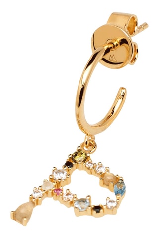 Boucle d'oreille Letter P Earrings 2019 Letters - Argent plaqué or jaune, labradorite, aigue-marine, zircons, spinelle et péridot