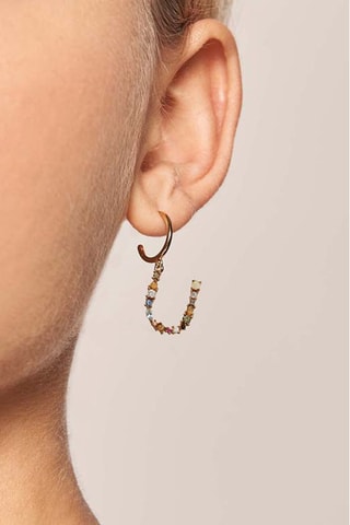 Boucle d'oreille Letter U Earrings 2019 Letters - Argent plaqué or jaune, labradorite, aigue-marine, zircons, spinelle et péridot