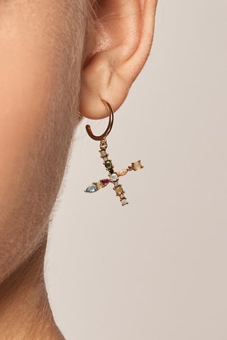 Boucle d'oreille Letter X Earrings 2019 Letters - Argent plaqué or jaune, labradorite, aigue-marine, zircons, spinelle et péridot