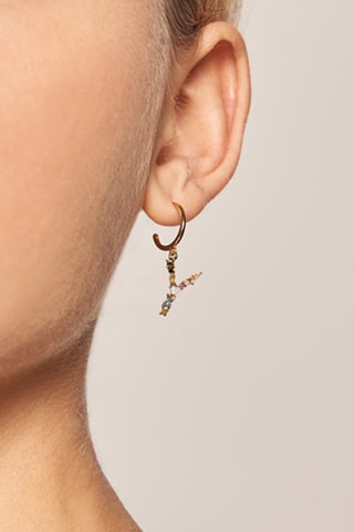 Boucle d'oreille Letter Y Earrings 2019 Letters - Argent plaqué or jaune, labradorite, aigue-marine, zircons, spinelle et péridot