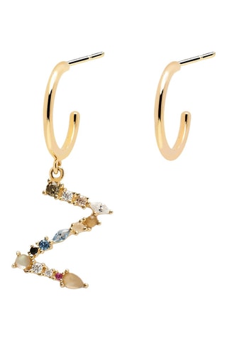 Boucle d'oreille Letter Z Earrings 2019 Letters - Argent plaqué or jaune, labradorite, aigue-marine, zircons, spinelle et péridot