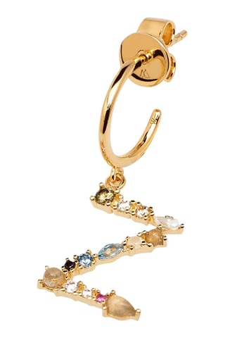 Boucle d'oreille Letter Z Earrings 2019 Letters - Argent plaqué or jaune, labradorite, aigue-marine, zircons, spinelle et péridot