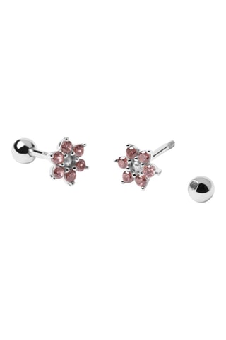 Puces Rose Peony Silver Earrings Les Petites - Argent