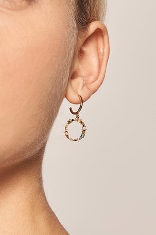 Boucle d'oreille Letter O Earrings 2019 Letters - Argent plaqué or jaune, labradorite, aigue-marine, zircons, spinelle et péridot