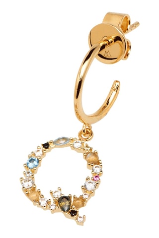 Boucle d'oreille Letter Q Earrings 2019 Letters - Argent plaqué or jaune, labradorite, aigue-marine, zircons, spinelle et péridot