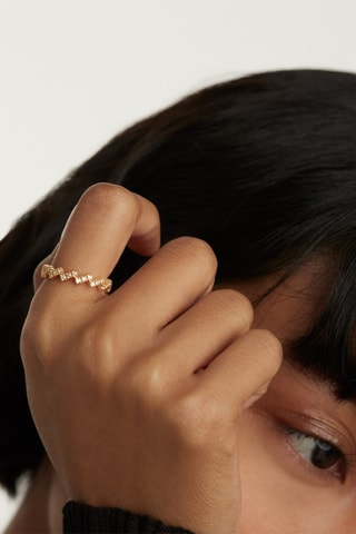 Bague The Zipper Ring Essentials  Argent plaqué or jaune et zircons