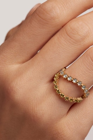 2 bagues Kara Rings Motion - Argent plaqué or jaune, zircons et nacre