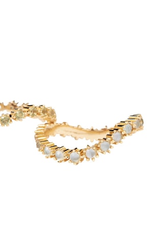 2 bagues Kara Rings Motion - Argent plaqué or jaune, zircons et nacre