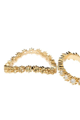 2 bagues Kara Rings Motion - Argent plaqué or jaune, zircons et nacre