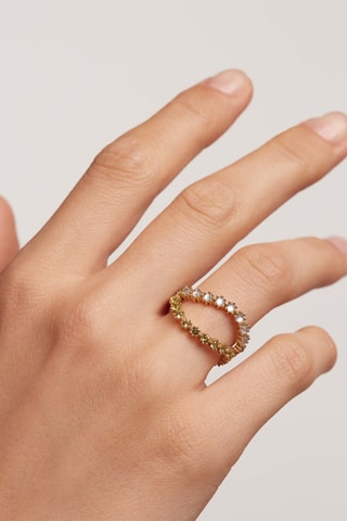 2 bagues Kara Rings Motion - Argent plaqué or jaune, zircons et nacre