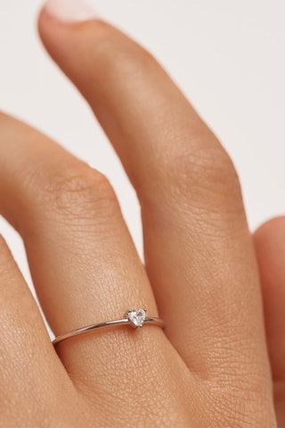 Bague White Heart Ring Silver Essentials -  Argent et zircon