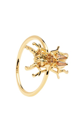 Bague Courage Beetle Ring House Of Beetles - Argent plaqué or jaune, labradorites et zircons