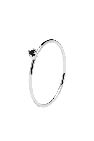 Bague Black Solitary Silver Ring Essentials  Argent et zircon