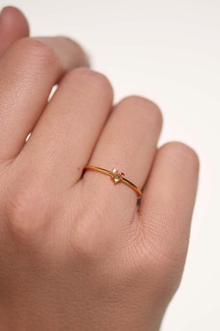 Bague Rosé Blush - Argent plaqué or jaune et labradorite