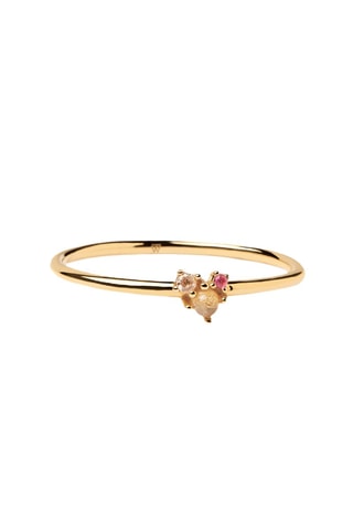 Bague Rosé Blush - Argent plaqué or jaune et labradorite