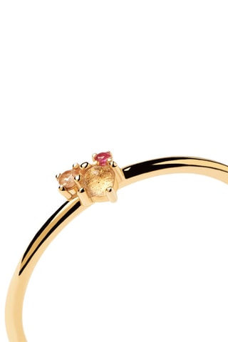 Bague Rosé Blush - Argent plaqué or jaune et labradorite