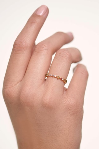 Bague Papillon - Argent plaqué or jaune, labradorite, aigue-marine et péridot