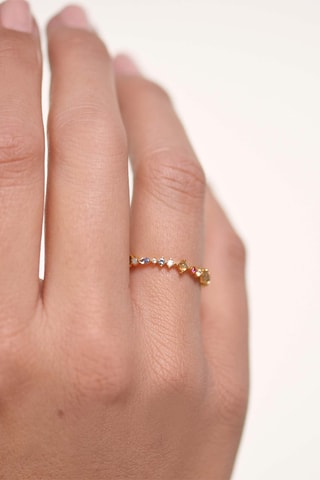 Bague Papillon - Argent plaqué or jaune, labradorite, aigue-marine et péridot