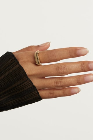Bague Ribbon Stamp - Argent plaqué or jaune