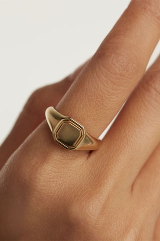 Bague Octet Stamp - Argent plaqué or jaune