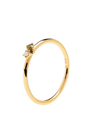 Bague Lime Blush - Argent plaqué or jaune, labradorite et péridot