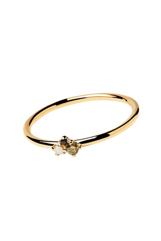 Bague Lime Blush - Argent plaqué or jaune, labradorite et péridot