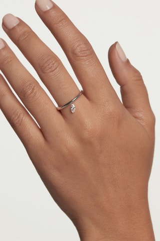 Bague Solitary - Argent et zircon cubique