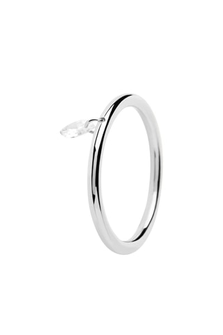 Bague Solitary - Argent et zircon cubique