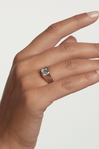 Bague Square - Argent et zircon cubique