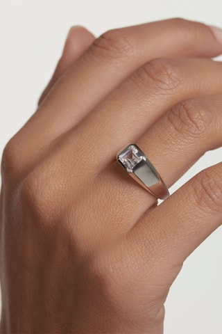 Bague Square - Argent et zircon cubique