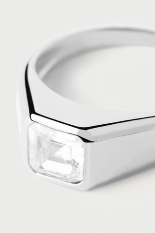 Bague Square - Argent et zircon cubique