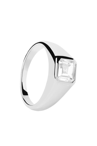 Bague Square - Argent et zircon cubique