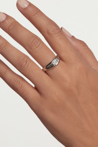 Bague Octagon - Argent et zircon cubique